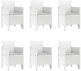 vidaXL Σέτ φαγητού για κήπο 7 pcs Λευκό Rattan Polt