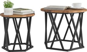 vidaXL Τραπεζάκι Πλευράς 2 pcs ανακυκλωμένο ξύλο