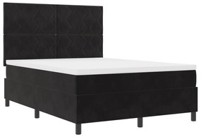 vidaXL κρεβάτι Box Spring με στρώμα  Μαύρο 140x200 εκ Βελούδο