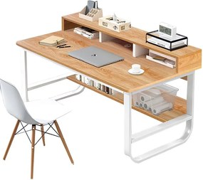 Γραφείο ArteLibre ALECTORIS Καφέ/Λευκό MDF/Μέταλλο 100x60x73cm