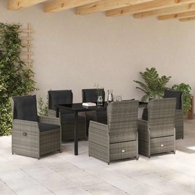 vidaXL Σέτ φαγητού για κήπο 7 pcs Γκρι συνθετικό ρατάν