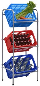 vidaXL Ράφι Αποθήκευσης για 3 Κιβώτια Ασημί 50x33x116 εκ. Ατσάλινο