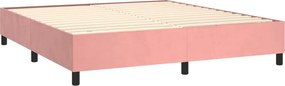 vidaXL Κρεβάτι Boxspring με Στρώμα &amp; LED Ροζ 180x200 εκ. Βελούδινο