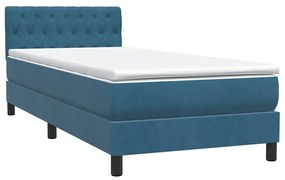 Box Spring κρεβάτι με στρώμα σκούρο μπλε 80x210 εκ. Βελούδινο - Μπλε