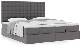 vidaXL Οθωμανικό Κρεβάτι με Στρώματα Γκρι 180x200cm Faux Leather