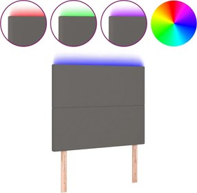 vidaXL Κεφαλάρι Κρεβατιού LED Γκρι 80x5x118/128 εκ