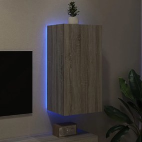 Έπιπλο Τοίχου Τηλεόρασης με LED Γκρι Sonoma 40,5x35x80 εκ. - Γκρι