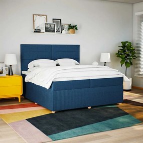 vidaXL Κρεβάτι Boxspring με Στρώμα Μπλε 200x200 εκ. Υφασμάτινο