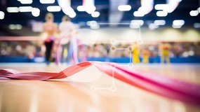 Intra Συλλεκτικό Ξύλινο Παζλ Plywood  4mm - Γήπεδο γυμναστικής με ροζ κορδέλα Σε Ξύλινο Κουτί - Διαστάσεις Puzzle: 10x10 cm – 25 κομμάτια