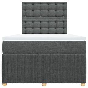 vidaXL Κρεβάτι Boxspring με Στρώμα Σκούρο Γκρι 120x200 εκ. Υφασμάτινο