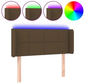 vidaXL Κεφαλάρι Κρεβατιού LED Σκούρο Καφέ 93x16x78/88 εκ. Υφασμάτινο