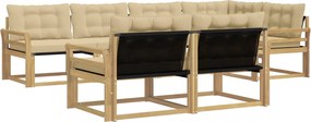 vidaXL Σειρά Καναπέ Εξωτερικού με μαξιλάρι 7 pcs Λευκό και Μπεζ