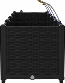 vidaXL Γλάστρα Κήπου 3 pcs Μαύρο Ατσάλι