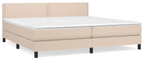 Κρεβάτι Boxspring με Στρώμα Καπουτσίνο 200x200εκ.από Συνθ.Δέρμα - Καφέ