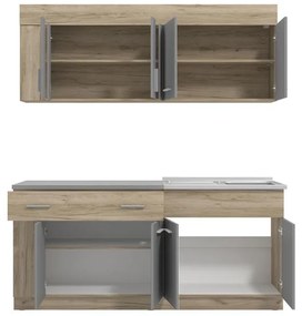 ΚΟΥΖΙΝΑ LEONA 180 GREY OAK/ΓΚΡΙ 180*60/30*200