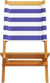 vidaXL Καρέκλες Κήπου 2τεμ. Μπλε / Λευκό Μασίφ Ακακία &amp; Ύφασμα