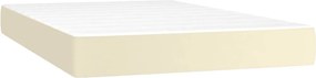 vidaXL Κρεβάτι Boxspring με Στρώμα &amp; LED Κρεμ 120x200 εκ. Συνθ. Δέρμα
