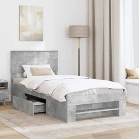 vidaXL Σκελετός Κρεβατιού Σκυρόδεμα Γκρι 75 x 190 cm