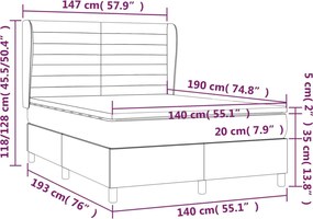 vidaXL Κρεβάτι Boxspring με Στρώμα Taupe 140x190 εκ. Υφασμάτινο