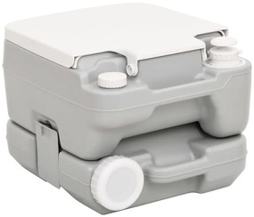 vidaXL Τουαλέτα Κάμπινγκ Φορητή Γκρι και Λευκό 10 + 10 Λίτρα από HDPE