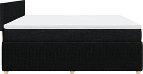 vidaXL Κρεβάτι Boxspring με Στρώμα Μαύρο 200x200 εκ. Υφασμάτινο