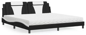 vidaXL Κρεβάτι Viana με Στρώμα Μαύρο/Λευκό 200x200εκ.Συνθ. Δέρμα