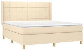 vidaXL Κρεβάτι Boxspring με Στρώμα &amp; LED Κρεμ 160x200 εκ. Υφασμάτινο