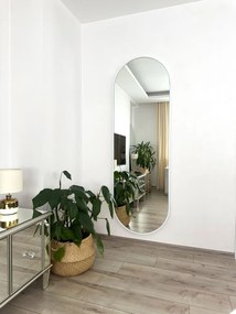 Stewehome Καθρέφτης Δαπέδου Μεταλλικός Οβάλ με Βάση για Σπίτι λευκό 180x60 cm
