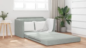 vidaXL Καναπές Κρεβάτι 2-σε-1 Ανοιχτό Γκρι 124x204x61 εκ. Βελούδο