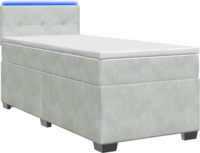 vidaXL Κρεβάτι Box Spring με Στρώμα και LED Ανοιχτό γκρι 100 x 200 cm