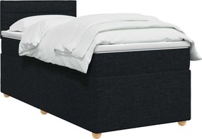 vidaXL Κρεβάτι box spring με στρώμα Μαύρο 100 x 200 cm Ύφασμα