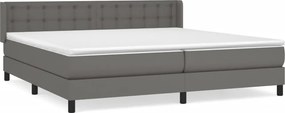 vidaXL Κρεβάτι Boxspring με Στρώμα Γκρι 200x200 εκ. Συνθετικό Δέρμα