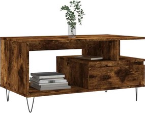 vidaXL Τραπεζάκι Σαλονιού Καπνιστή Δρυς 90x49x45 εκ. Επεξεργασμ. Ξύλο