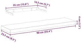 ΡΑΦΙΑ ΤΟΙΧΟΥ 4 ΤΕΜ. 90X23,5X4 ΕΚ. ΕΠΕΞΕΡΓΑΣΜΕΝΟ ΞΥΛΟ 4010696