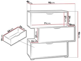 Σιφονιέρα Providence H104, Με συρτάρια, Αριθμός συρταριών: 3, 90x90x40cm, 46 kg | Epipla1.gr