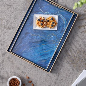 Artekko Tray Δίσκος Σερβιρίσματος Πλαστικό Μπλε (48x35x4.3)cm Σετ/2