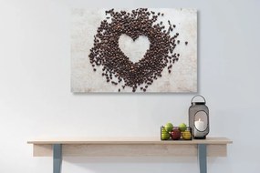 Εικόνα καρδιά από κόκκους καφέ - 90x60