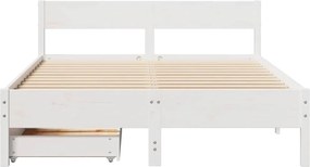 vidaXL Σκελετός Κρεβ. Χωρίς Στρώμα Λευκό 150x200 εκ Μασίφ Πεύκο