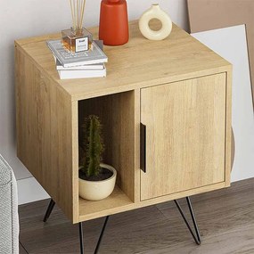 Κομοδίνο Glynn Megapap χρώμα sapphire oak 50,2x44,6x60εκ.