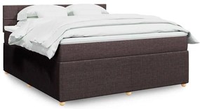 vidaXL Κρεβάτι Boxspring με Στρώμα Σκούρο Καφέ 180x200 εκ Υφασμάτινο