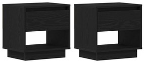 vidaXL Κομοδίνο 2 τεμάχια Μαύρη Δρυς 45x34x49 εκ Επεξεργασμένο Ξύλο