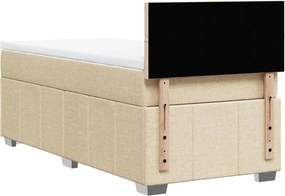 vidaXL Κρεβάτι Boxspring με Στρώμα Κρεμ 100 x 200 εκ. Υφασμάτινο