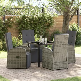 vidaXL Σετ Φαγητού Κήπου με μαξιλάρι 5 pcs Γκρι 80 x 80 x 73 εκ