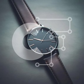 Σετ των 2 Intra Συλλεκτικό Ξύλινο Παζλ Plywood 4mm - Κομψό μαύρο και καφέ ρολόι σε δερμάτινη ζώνη Σε Ξύλινο Κουτί - Διαστάσεις: 10x10 cm – 25 κομμάτια