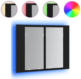 vidaXL Ντουλάπι μπάνιου με καθρέφτη Μαύρη δρυς 60 x 12 x 45 εκ.