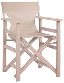 Καρέκλα Σκηνοθέτη ΛΗΜΝΟΣ C10453.60 Chalk Finish Λευκή Εμποτισμού με PVC Εκρού 57x54x88.5 εκ.
