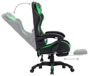 vidaXL Καρέκλα Racing με Υποπόδιο Πράσινη/Μαύρη από Συνθετικό Δέρμα