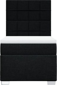 vidaXL Κρεβάτι Boxspring με Στρώμα Μαύρο 90x190 εκ.Υφασμάτινο