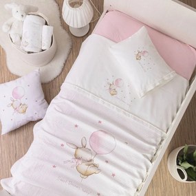 Borea Κουβέρτα Πικέ Κούνιας Sweet Dreams Baby Λευκό-Ροζ 110 x 140 cm Λευκό-Ροζ