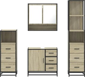 vidaXL Σετ Επίπλων Μπάνιου 4 Τεμαχίων Sonoma Δρυς Επεξεργασμένο Ξύλο